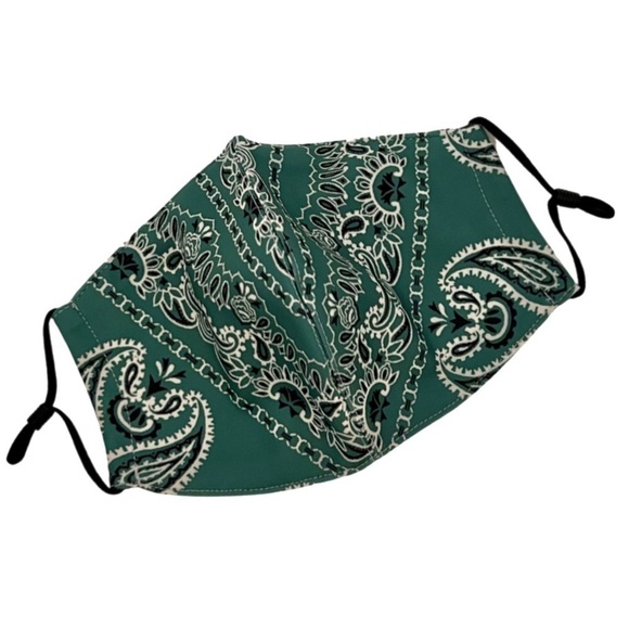 TORY BURCH • Green Bandana Face Mask Covering - Picture 1 of 5
